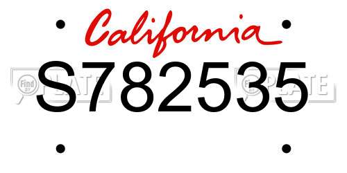 S782535 California License Plate