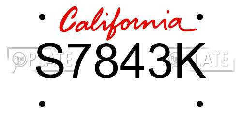 S7843K California License Plate