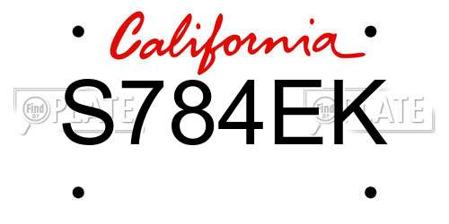 S784EK California License Plate