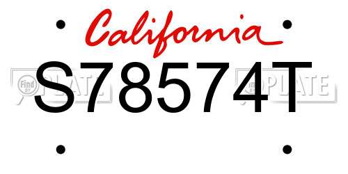 S78574T California License Plate