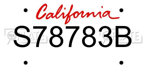 S78783B California License Plate