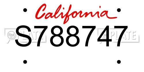 S788747 California License Plate