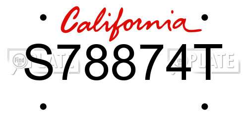 S78874T California License Plate