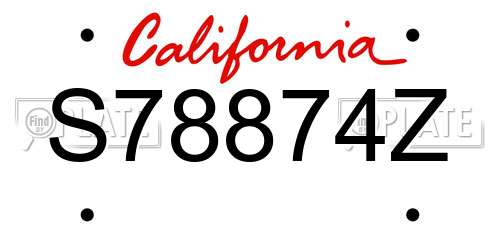 S78874Z California License Plate