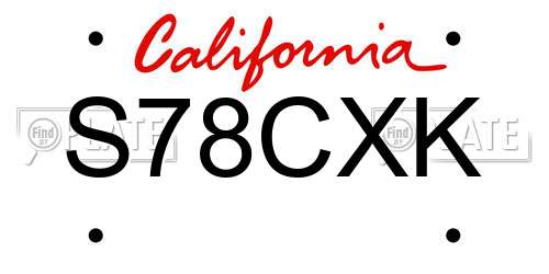 S78CXK California License Plate