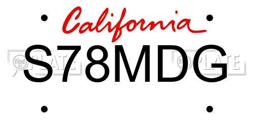 S78MDG California License Plate