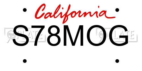 S78MOG California License Plate