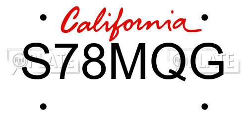 S78MQG California License Plate