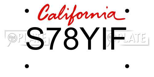 S78YIF California License Plate