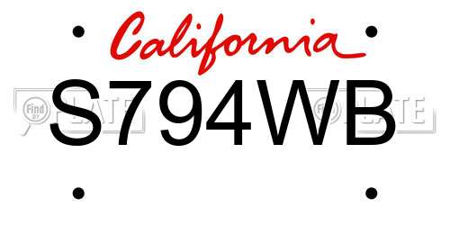 S794WB California License Plate