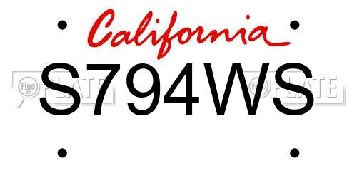 S794WS California License Plate