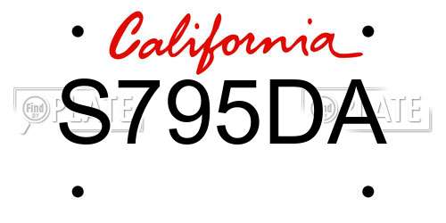 S795DA California License Plate