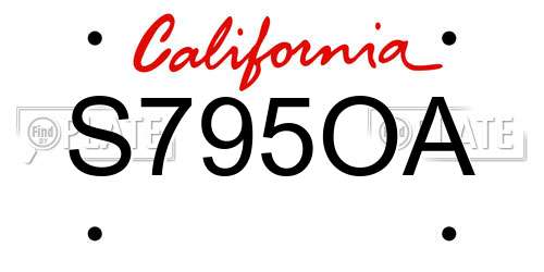 S795OA California License Plate