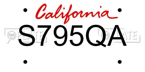 S795QA California License Plate