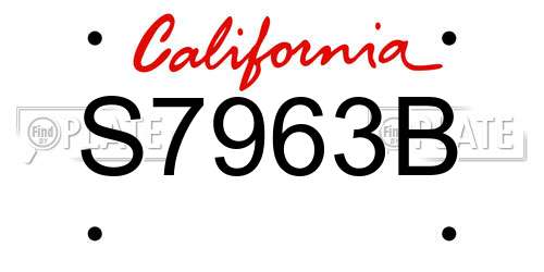 S7963B California License Plate