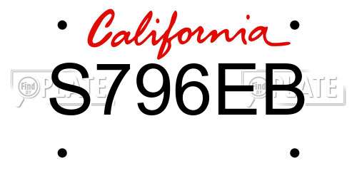 S796EB California License Plate