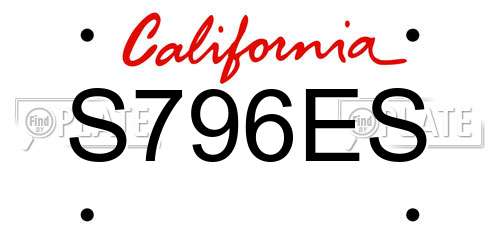 S796ES California License Plate