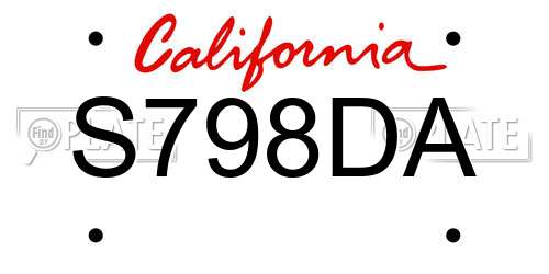 S798DA California License Plate