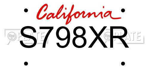S798XR California License Plate