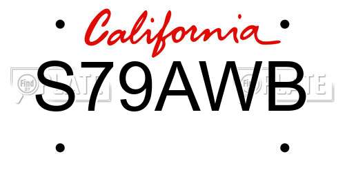 S79AWB California License Plate
