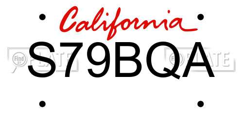 S79BQA California License Plate