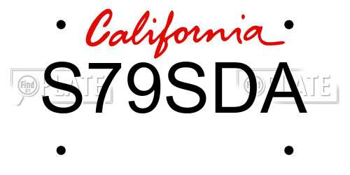 S79SDA California License Plate