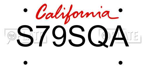 S79SQA California License Plate