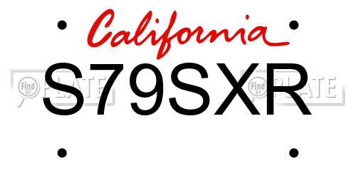 S79SXR California License Plate