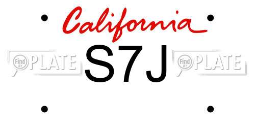 S7J California License Plate