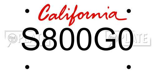 S800G0 California License Plate