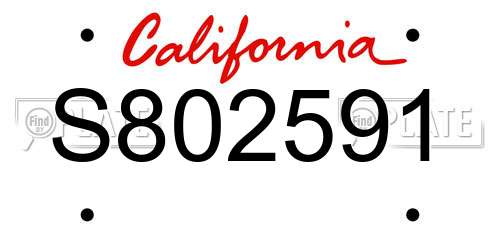 S802591 California License Plate