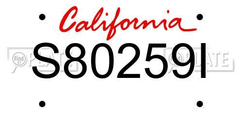 S80259I California License Plate