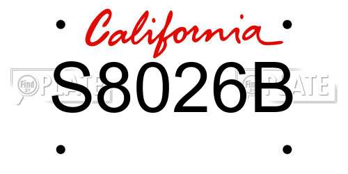S8026B California License Plate