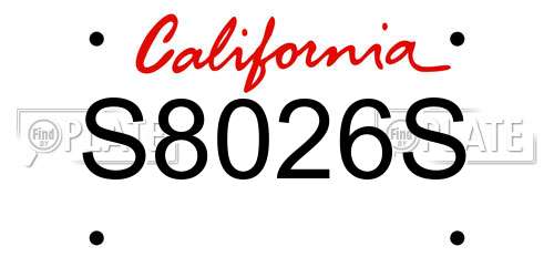 S8026S California License Plate