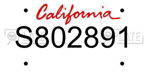 S802891 California License Plate
