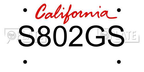 S802GS California License Plate