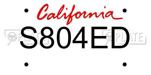 S804ED California License Plate