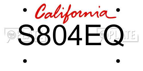 S804EQ California License Plate