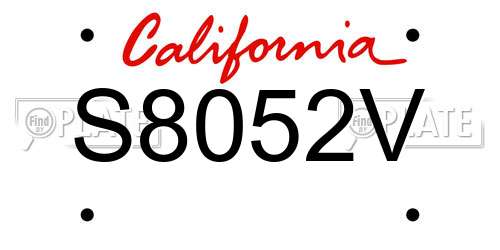 S8052V California License Plate
