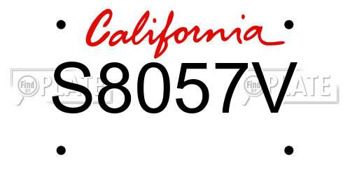 S8057V California License Plate