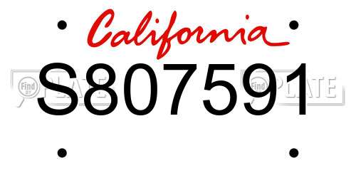 S807591 California License Plate