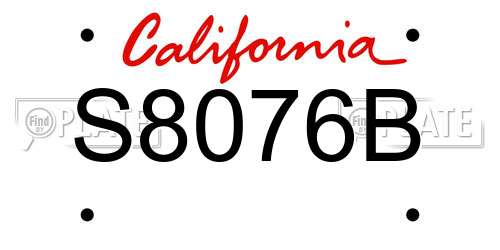 S8076B California License Plate