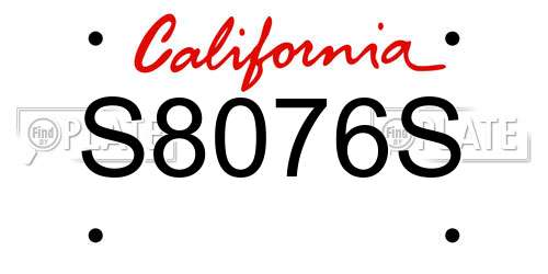 S8076S California License Plate