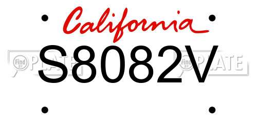 S8082V California License Plate