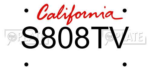 S808TV California License Plate