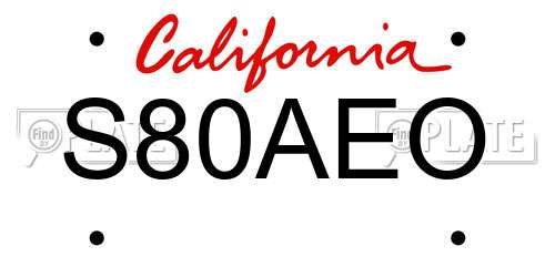 S80AEO California License Plate