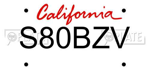 S80BZV California License Plate