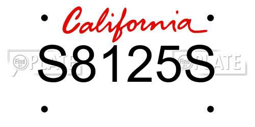 S8125S California License Plate