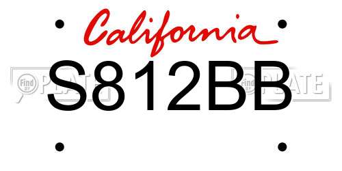S812BB California License Plate