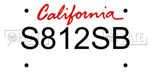 S812SB California License Plate